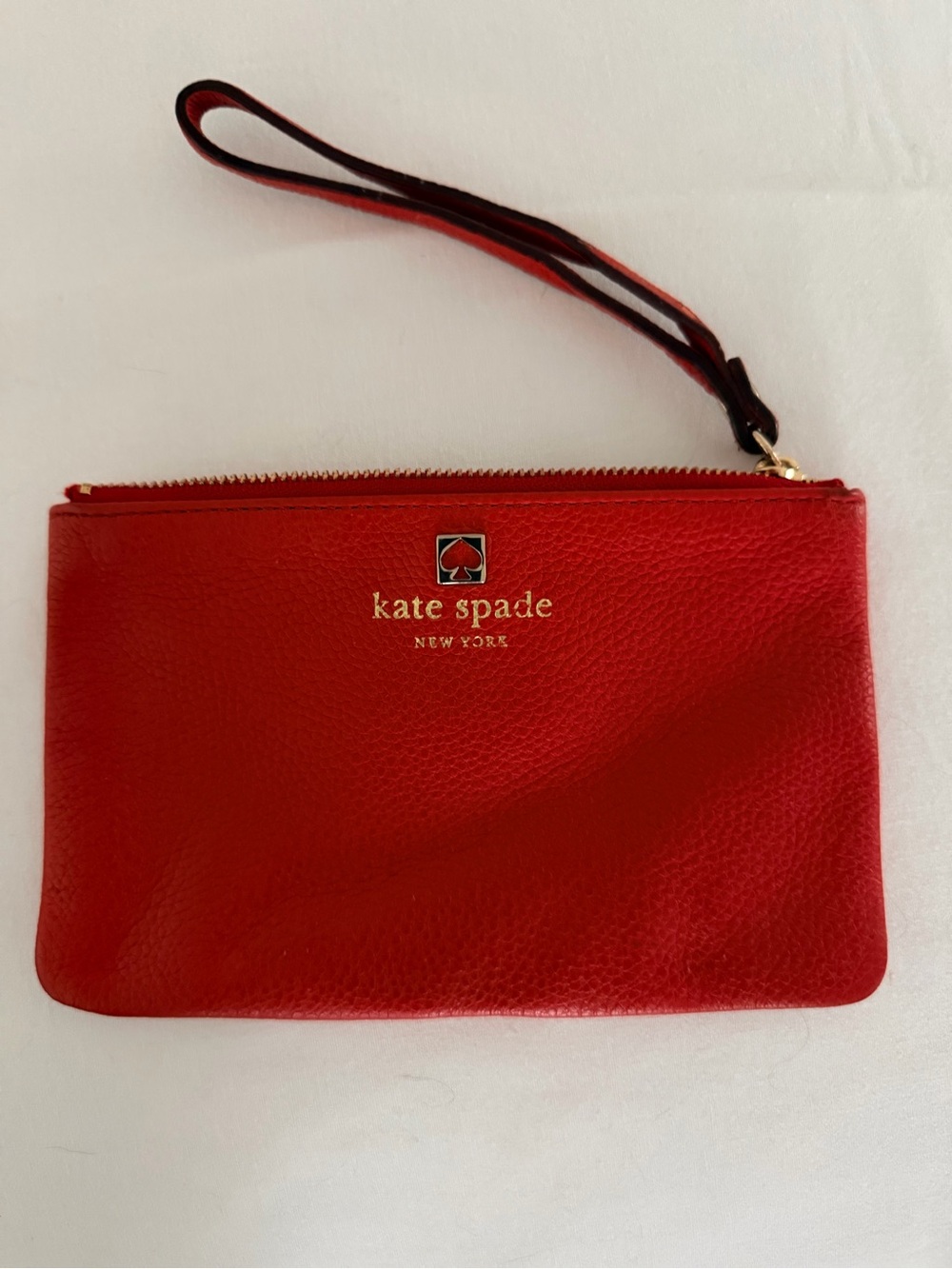 kate spade Red Leather Wristlet Clutch with Wrist Strap